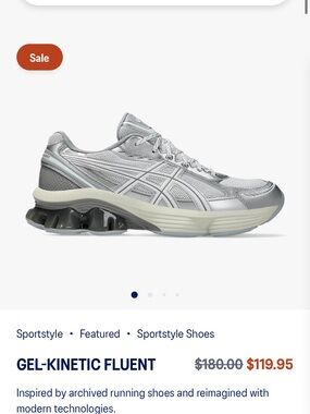 Asics Silver and Gray GEL-Kinetic Fluent Running Shoes